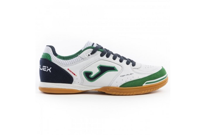Обувь для зала (футзалки, бампы) бело-зеленая Joma TOP FLEX