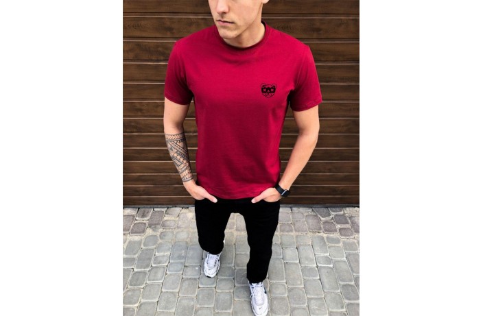 Мужская футболка Peremoga -Mishka (бордовая)